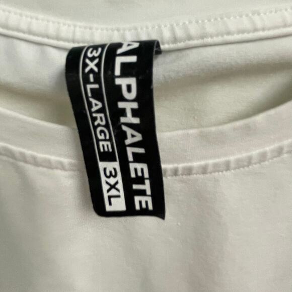 Alphalete Dynasty Logo Tank Size 3XL White Drop Arm Scoop Hem Gym Muscle - Picture 4 of 5